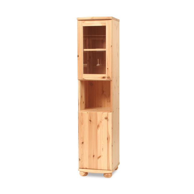 SEO. Claudia Buffetschrank Vitrine | 2 - Türig | 100% Bio Kiefer Massivholz - Natur Linkreich
