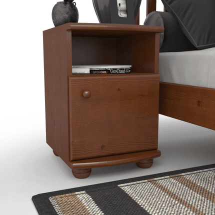 SEO. Claudia Kiefer Nachttisch Massivholz | Nachtschrank mit 1 Regal und 1 Tür | 100% Bio Kiefer - Kolonial Linkreich