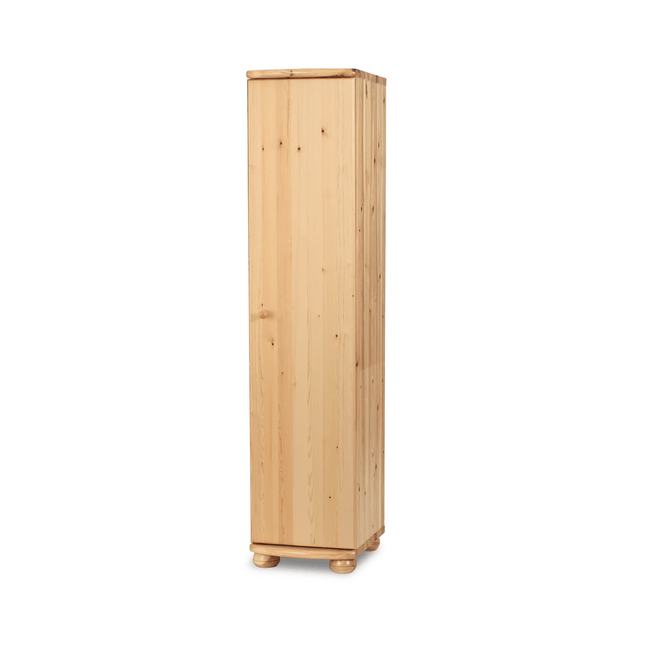 SEO. Claudia Kleiderschrank 45cm Tiefe | 1 - Türig mit Kleiderstange | 100% Bio Kiefer Massivholz - Natur Linkreich
