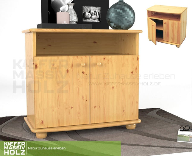 SEO. Claudia Kommode Sideboard | Anrichte | 2 - Türig | 1. Regal | 100% Bio Massivholz - Natur Linkreich