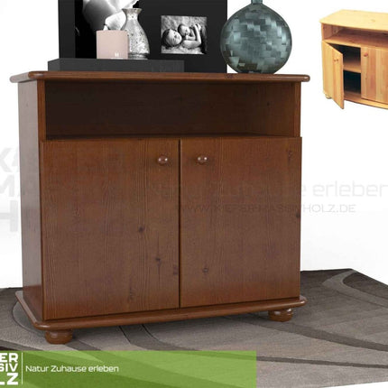 SEO. Claudia Kommode Sideboard | Anrichte | 2-Türig | 1. Regal | 100% Bio Massivholz - Kolonial Linkreich