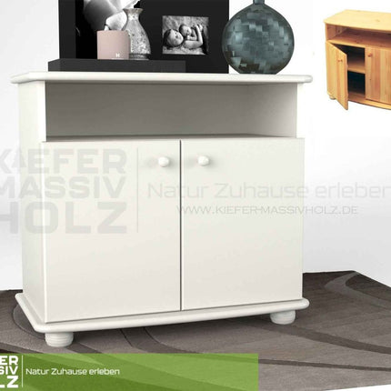 SEO. Claudia Kommode Sideboard | Anrichte | 2-Türig | 1. Regal | 100% Bio Massivholz - Schneeweiss Linkreich