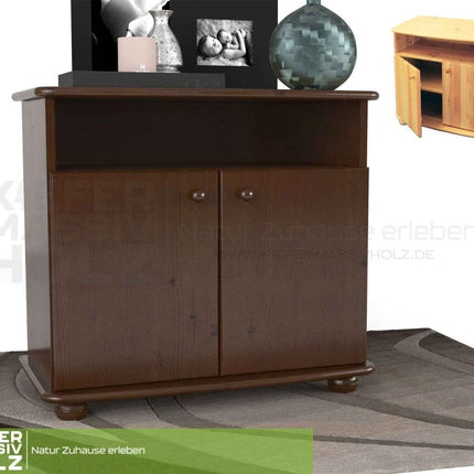 SEO. Claudia Kommode Sideboard | Anrichte | 2-Türig | 1. Regal | 100% Bio Massivholz - Nussbaum Linkreich
