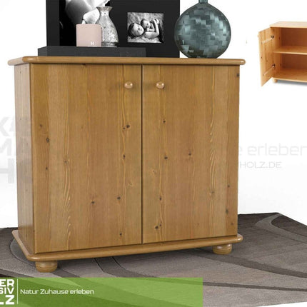 SEO. Claudia Kommode Sideboard | Anrichte | 2-Türig | 100% Bio Kiefer Massivholz - Antik Kiefer Linkreich