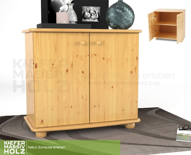 SEO. Claudia Kommode Sideboard | Anrichte | 2 - Türig | 100% Bio Kiefer Massivholz - Natur Linkreich
