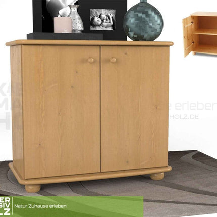 SEO. Claudia Kommode Sideboard | Anrichte | 2-Türig | 100% Bio Kiefer Massivholz - Capuccino Linkreich
