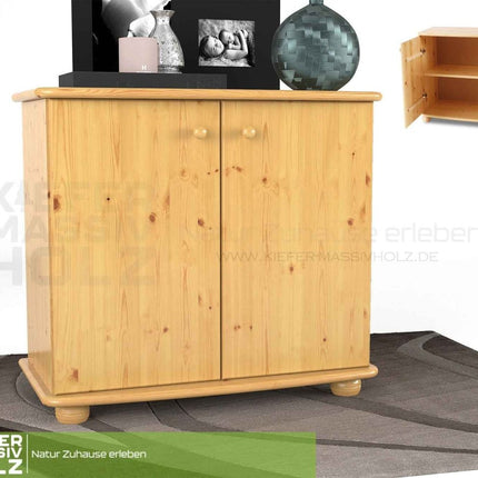 SEO. Claudia Kommode Sideboard | Anrichte | 2-Türig | 100% Bio Kiefer Massivholz - Natur Linkreich