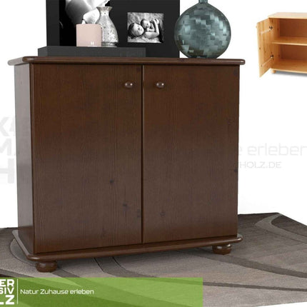 SEO. Claudia Kommode Sideboard | Anrichte | 2-Türig | 100% Bio Kiefer Massivholz - Nussbaum Linkreich