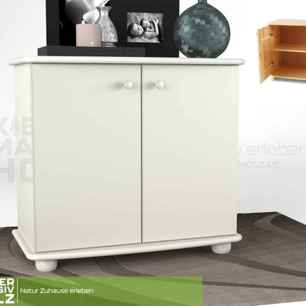 SEO. Claudia Kommode Sideboard | Anrichte | 2-Türig | 100% Bio Kiefer Massivholz - Schneeweiss Linkreich