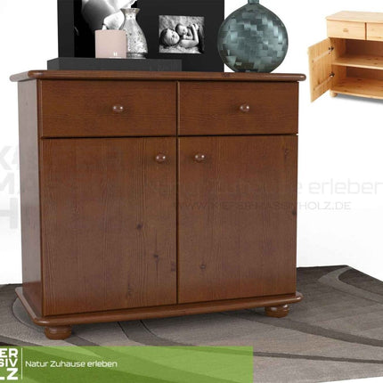 SEO. Claudia Kommode Sideboard | Anrichte | 2-Türig | 2-Schubladen | 100% Bio Kiefer Massivholz - Kolonial Linkreich