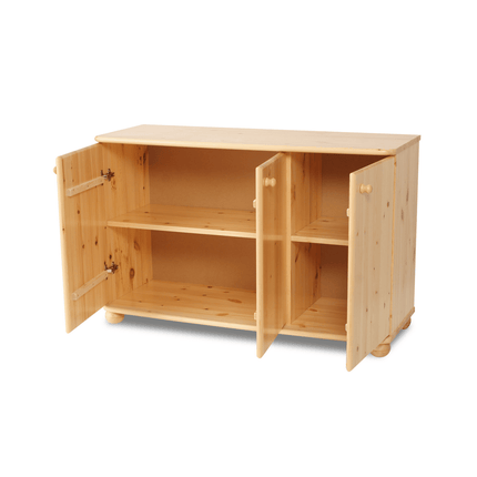 SEO. Claudia Kommode Sideboard | Anrichte | 3 - Türig | 4 - Regalfächern | 100% Bio Kiefer Massivholz - Natur Linkreich