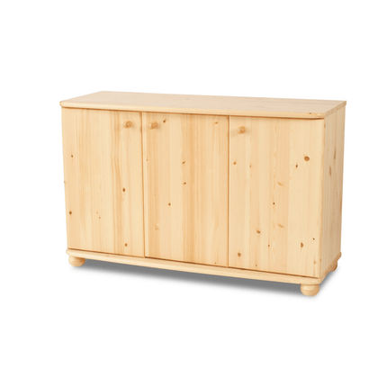 SEO. Claudia Kommode Sideboard | Anrichte | 3 - Türig | 4 - Regalfächern | 100% Bio Kiefer Massivholz - Natur Linkreich
