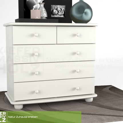 SEO. Claudia Kommode Sideboard | Anrichte | 3 - XL Schubladen und 2 - kleine | 100% Bio Massivholz - Schneeweiss Linkreich