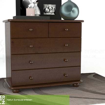 SEO. Claudia Kommode Sideboard | Anrichte | 3 - XL Schubladen und 2 - kleine | 100% Bio Massivholz - Nussbaum Linkreich