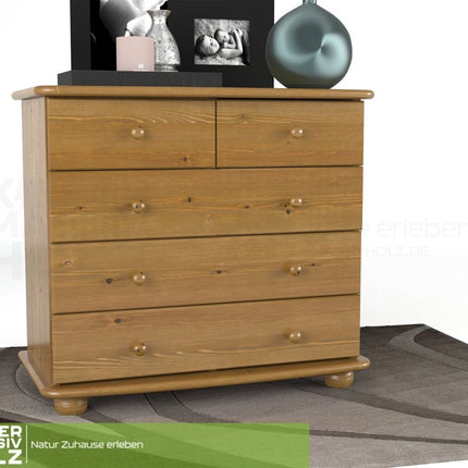SEO. Claudia Kommode Sideboard | Anrichte | 3 - XL Schubladen und 2 - kleine | 100% Bio Massivholz - Antik Kiefer Linkreich