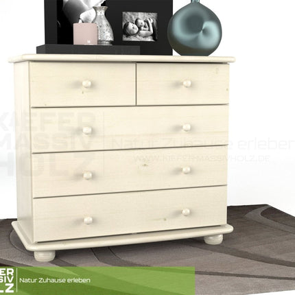 SEO. Claudia Kommode Sideboard | Anrichte | 3 - XL Schubladen und 2 - kleine | 100% Bio Massivholz - Weiss Linkreich