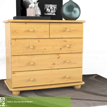 SEO. Claudia Kommode Sideboard | Anrichte | 3-XL Schubladen und 2-kleine | 100% Bio Massivholz - Natur Linkreich