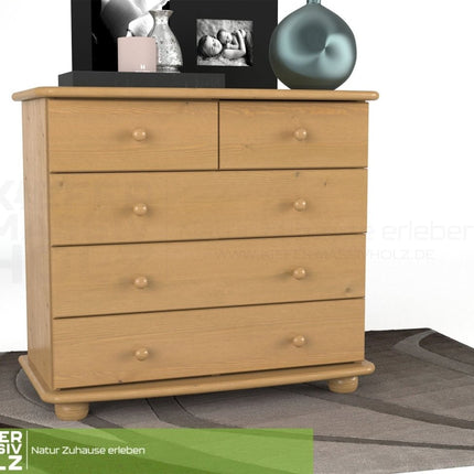 SEO. Claudia Kommode Sideboard | Anrichte | 3 - XL Schubladen und 2 - kleine | 100% Bio Massivholz - Capuccino Linkreich