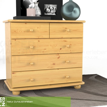 SEO. Claudia Kommode Sideboard | Anrichte | 3 - XL Schubladen und 2 - kleine | 100% Bio Massivholz - Natur Linkreich