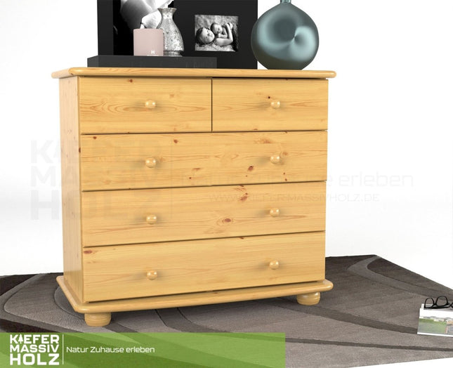 SEO. Claudia Kommode Sideboard | Anrichte | 3 - XL Schubladen und 2 - kleine | 100% Bio Massivholz - Natur Linkreich