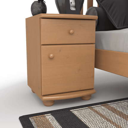 SEO. Claudia Nachttisch Kiefer Massivholz | 1-Schublade 1-Türig | 100% Bio Kiefer Nachtschrank - Capuccino Linkreich
