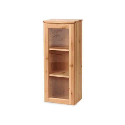 SEO. Claudia Oberschrank | Glastüre | 1 - Türig | 100% Bio Kiefer Massivholz - Natur Linkreich