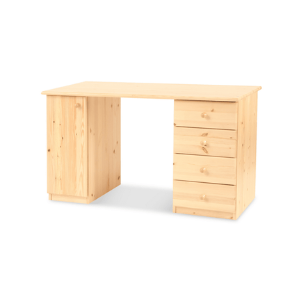 SEO. Claudia Schreibtisch/Bürotisch 1 - Türig | 4 - Schubladen | 100% Bio Kiefer Massivholz - Natur Linkreich