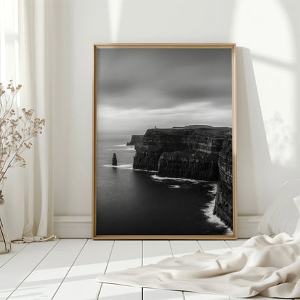 Cliffs of Moher Black & White Print – Ireland Landscape Wall Art