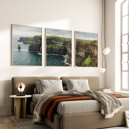 Cliffs of Moher Wall Art Set of 3 – Irish Coastal Triptych Photography