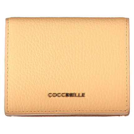 SEO. COCCINELLE Damen - Geldbörse Beige – Elegante Geldbörse aus Leder mit Münzfach - Orange Linkreich