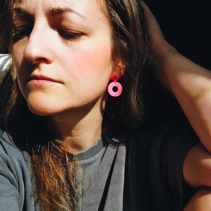 Colorblock Circle Ohrstecker in türkis & eisrosa