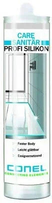 CONEL CARE Profi-Sanitär-Silikon, transparent – 310 ml Kartusche, hochglänzend, schimmelbeständig Silber Grau