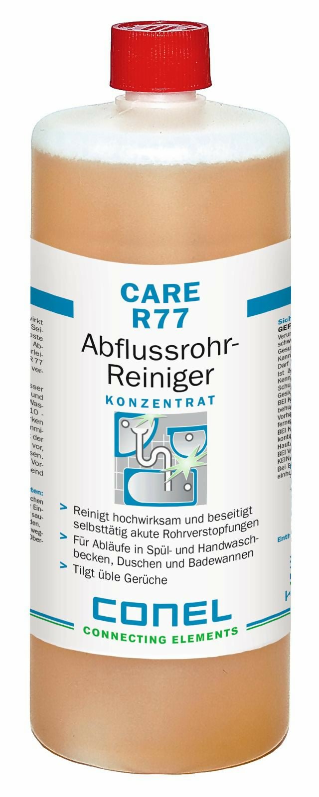 CONEL CARE R77 Abflussrohr - Reiniger – Hochwirksames Rohrreiniger - Konzentrat (Rohr - und Abflussreiniger) kaufen bei Linkreich – Jetzt entdecken!
