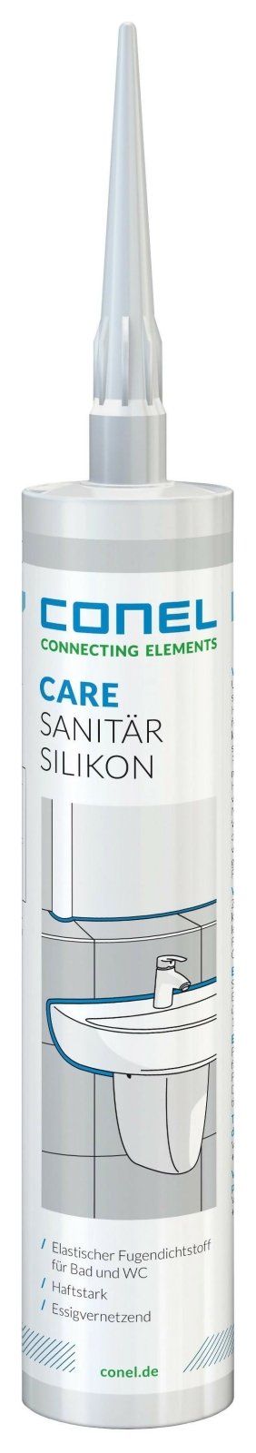 CONEL CARE Sanitär - Silikon Weiß – Elastischer Fugendichtstoff für Bad & WC (Dicht - und Fugentechnik) kaufen bei Linkreich – Jetzt entdecken!