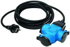 CONEL TOOLS Gummi-Verlängerung 3-fach – H07RN-F 3G1,5, 4,5 m, IP44, mit Klappdeckel & Aufhängeöse, schwarz/blau