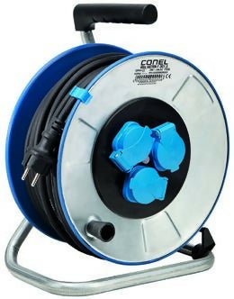CONEL TOOLS IronCoat Metall - Kabeltrommel 40 m – H07RN - F 3G1,5, 3× 230 V / 16 A IP44, Thermoschutz, Baustelle/Gewerbe, blau (Kabeltrommeln) kaufen bei Linkreich – Jetzt entdecken!