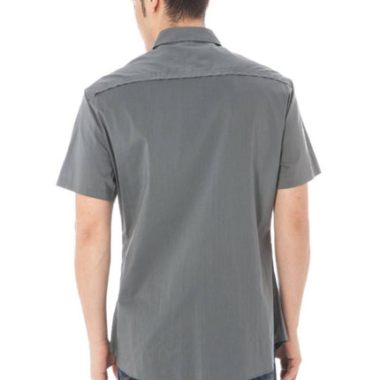 SEO. Costume National Kurzarm Hemd Herren Grau – Italienischer Kragen & Premium - Qualität - Grau Linkreich