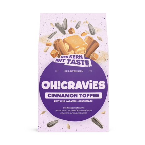 Cravies Sonnenblumenkerne – Knusprige Snacks in 6 leckeren Sorten - CINNAMON TOFFEE Linkreich