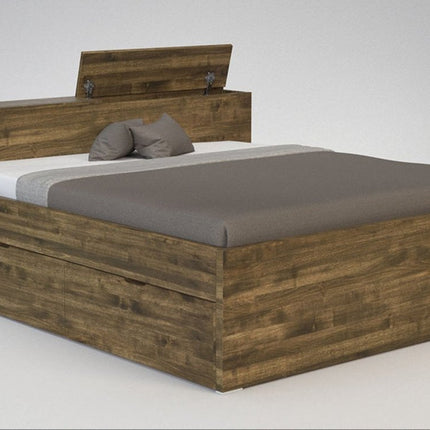 SEO. CREATO - VERSO Massivholzbett mit Bettkasten und 4 x Bettschubladen - Light - Wenge Linkreich