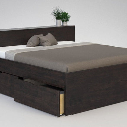 SEO. CREATO - VERSO Massivholzbett mit Bettkasten und 4 x Bettschubladen - Wenge Linkreich