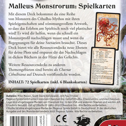 SEO. Cthulhu: Malleus Monstrorum Spielkarten - Pegasus Rollenspiel - Linkreich