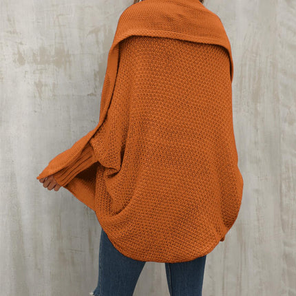 Chunky Pleat Oversized Cardigan In Rusty Orange