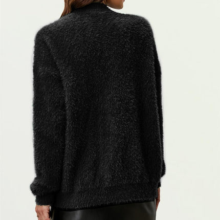 Relaxed Soft Comfy Jumper Top In Black