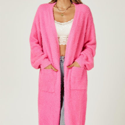 Relaxed Cozy Soft Cardigan In Fuchsia Pink