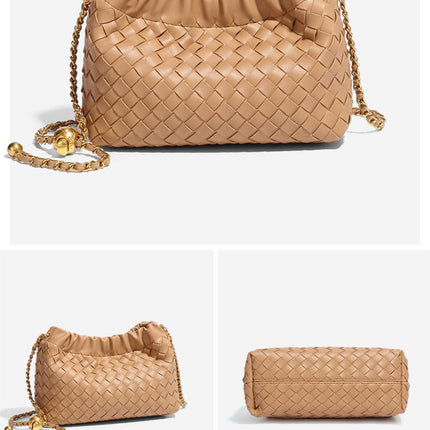 Braided Crossbody Small Dumpling Bag In Camel