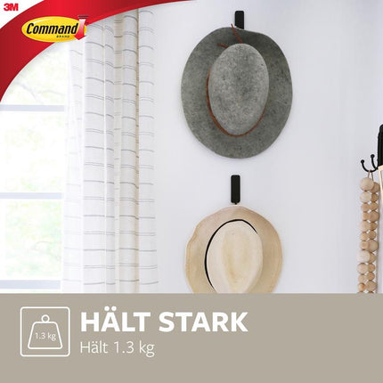 Mittelgroßer Command™ mattschwarzer Haken, 17034B, 1 Haken, 2 Strips | Packung (1 Stück)