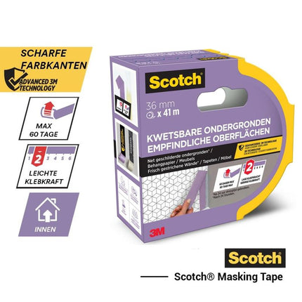Scotch® Malerabdeckband für empfindliche Oberflächen, 36 mm x 41 m, 1 Rolle/Packung, 100% PEFC SGSCH-PEFC-COC-110078 | Packung (1 Rolle)