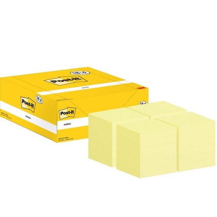 Post-it® Notes, Gelb, 38 mm x 51 mm, 100 Blatt/Block, 18 Blöcke + 6 Gratis/Packung, Kartonverpackung, 100% PEFC, SGSCH-PEFC-COC-110078 | Packung (1 Stück)