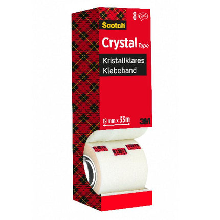 Scotch® Crystal Klebeband, transparent, Vorteilspack, 8 Rollen, 19 mm x 33 m | Packung (1 Stück)