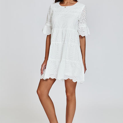 Lace Mini Dress In White